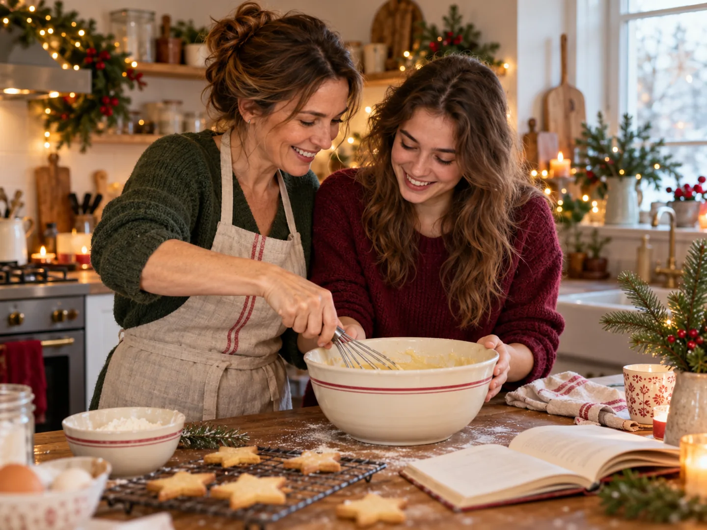 Une mère et sa fille adulte partagent un moment de pâtisserie