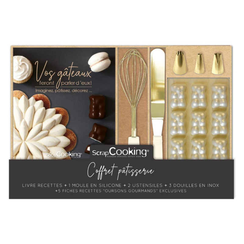 Coffret ustensiles de cuisine et livre des 20 ans contenu - ScrapCooking